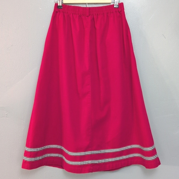 Vintage Bryn Connelly cotton, button front skirt, pockets, elastic waist. Sz 8 - Picture 5 of 8